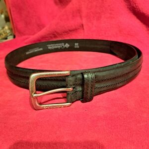 Columbia Men's Black Leather Belt with Silver Buckle